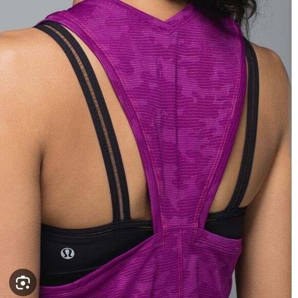 Lululemon Run for days tank size 4 regal Plum magenta camouflage mesh tank top - Picture 2 of 6